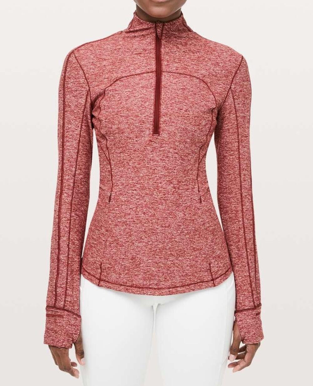 Lululemon Run Briskly 1/2 Zip Pullover Jacket Heathered Dark Sport Red 8